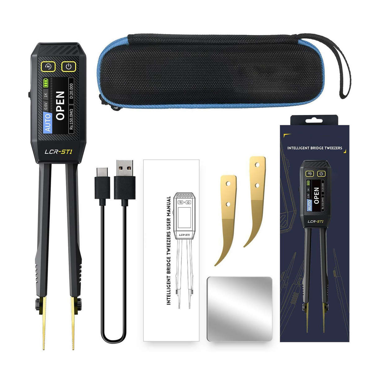 LCR-ST1 Digital Bridge Meter High Precision LCR Meter Smart For-SMD Tweezers#