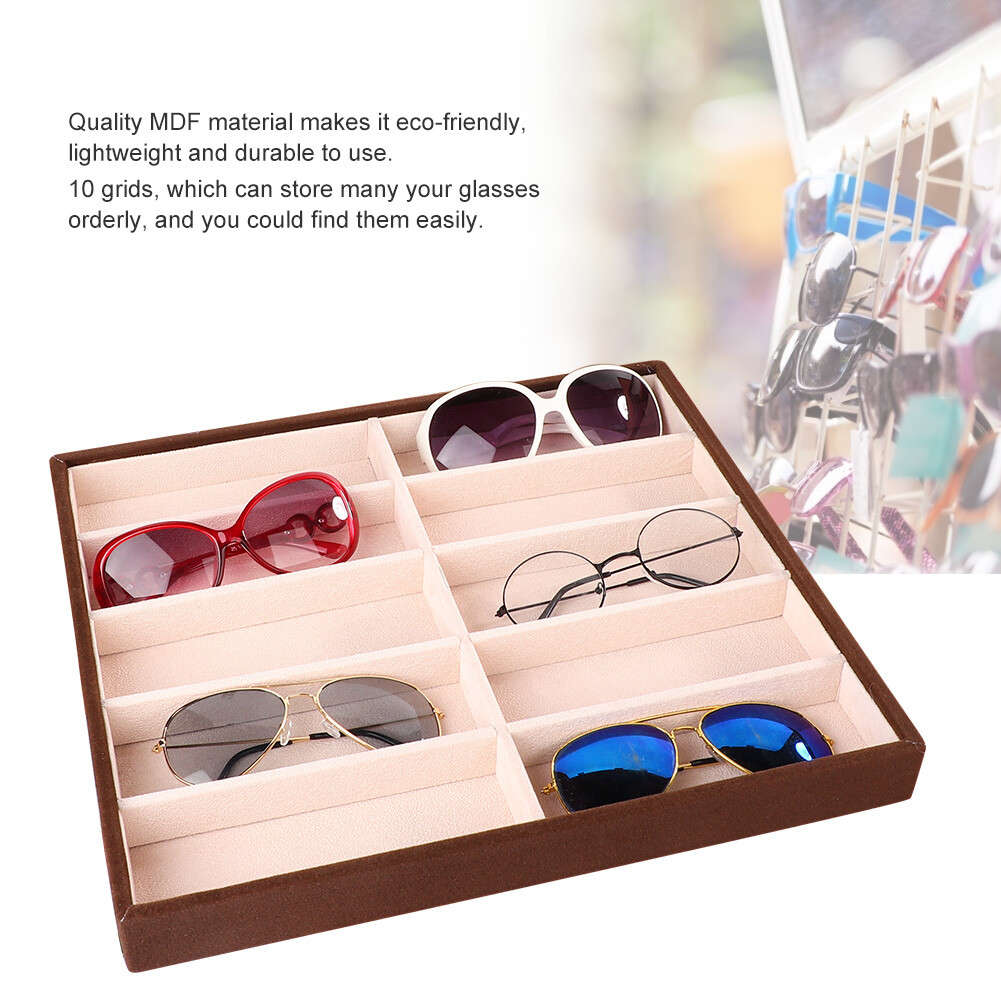 Sunglass Box 10 Grids Modern Glasses Organizer Eyeglass Display Storage Case CHW