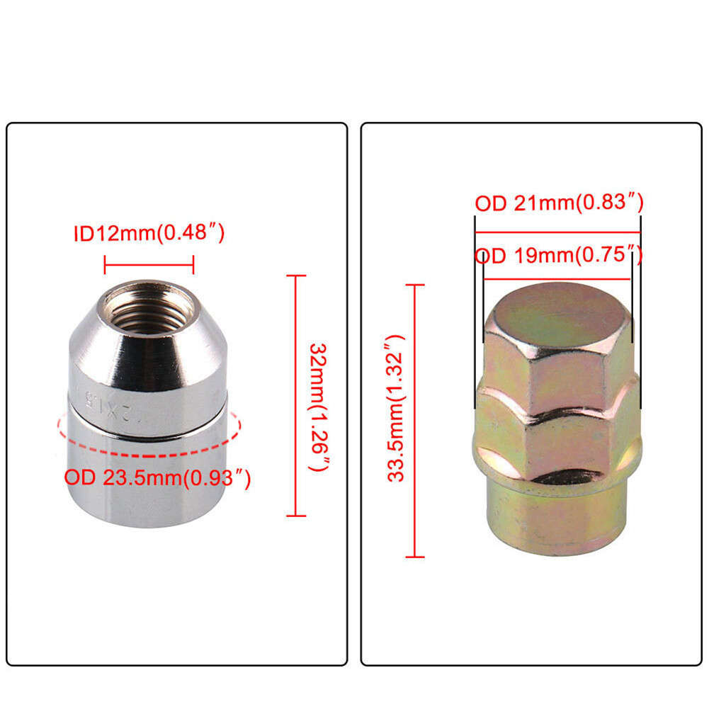 M12x1.5 Cone Seat Wheel Lug Nuts 4 Locks +1 Key Set Anti-theft Locking