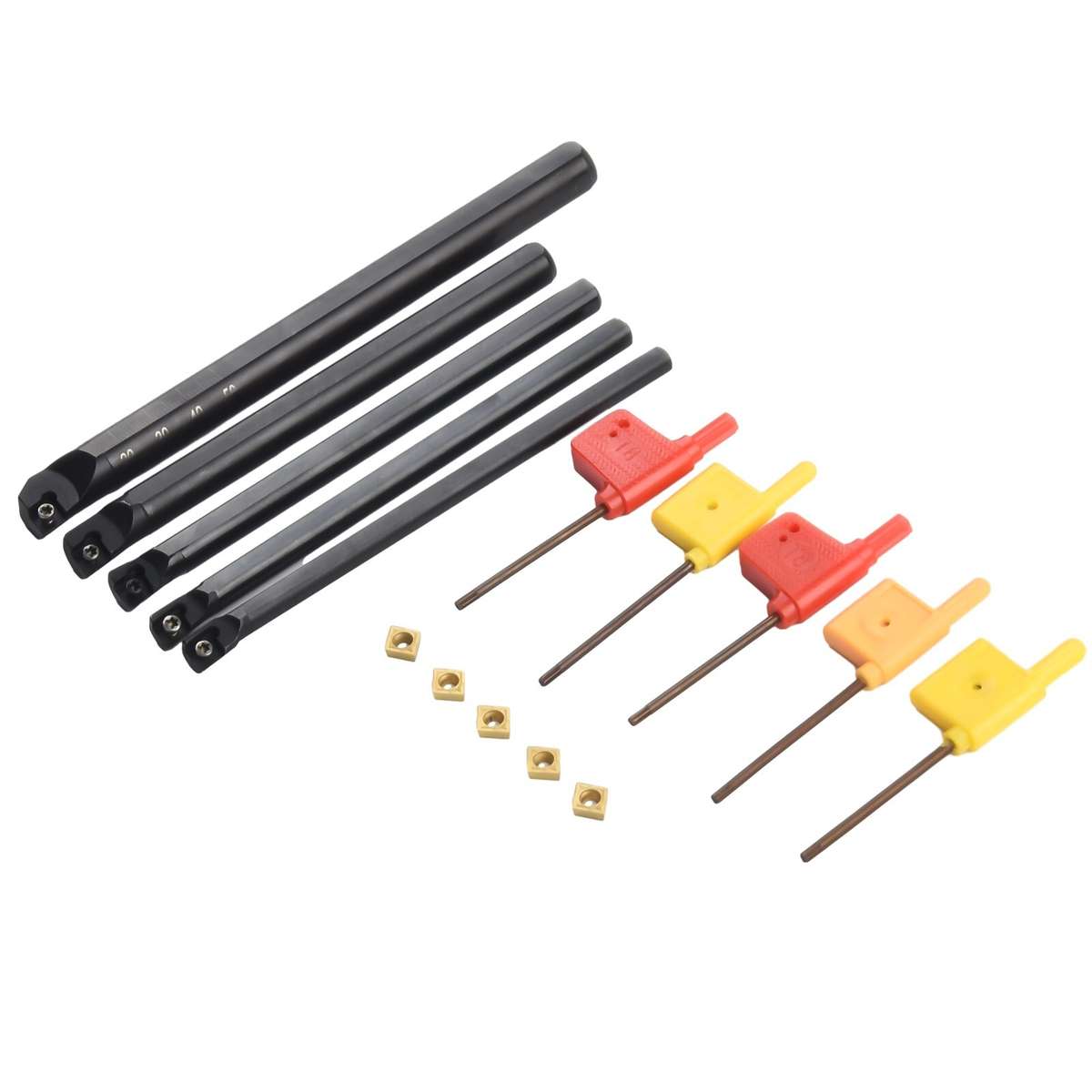 Lot Of Lathe Turning Tool Holder Boring Bar Wrench Carbide Metal Inserts Kit