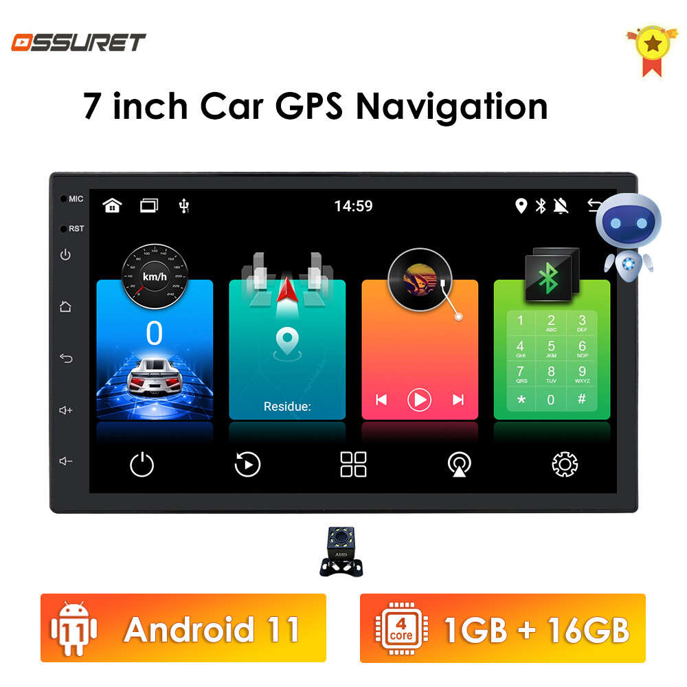 7"Backup Camera+GPS Double Din Car Stereo Radio No DVD Player Bluetooth with Map