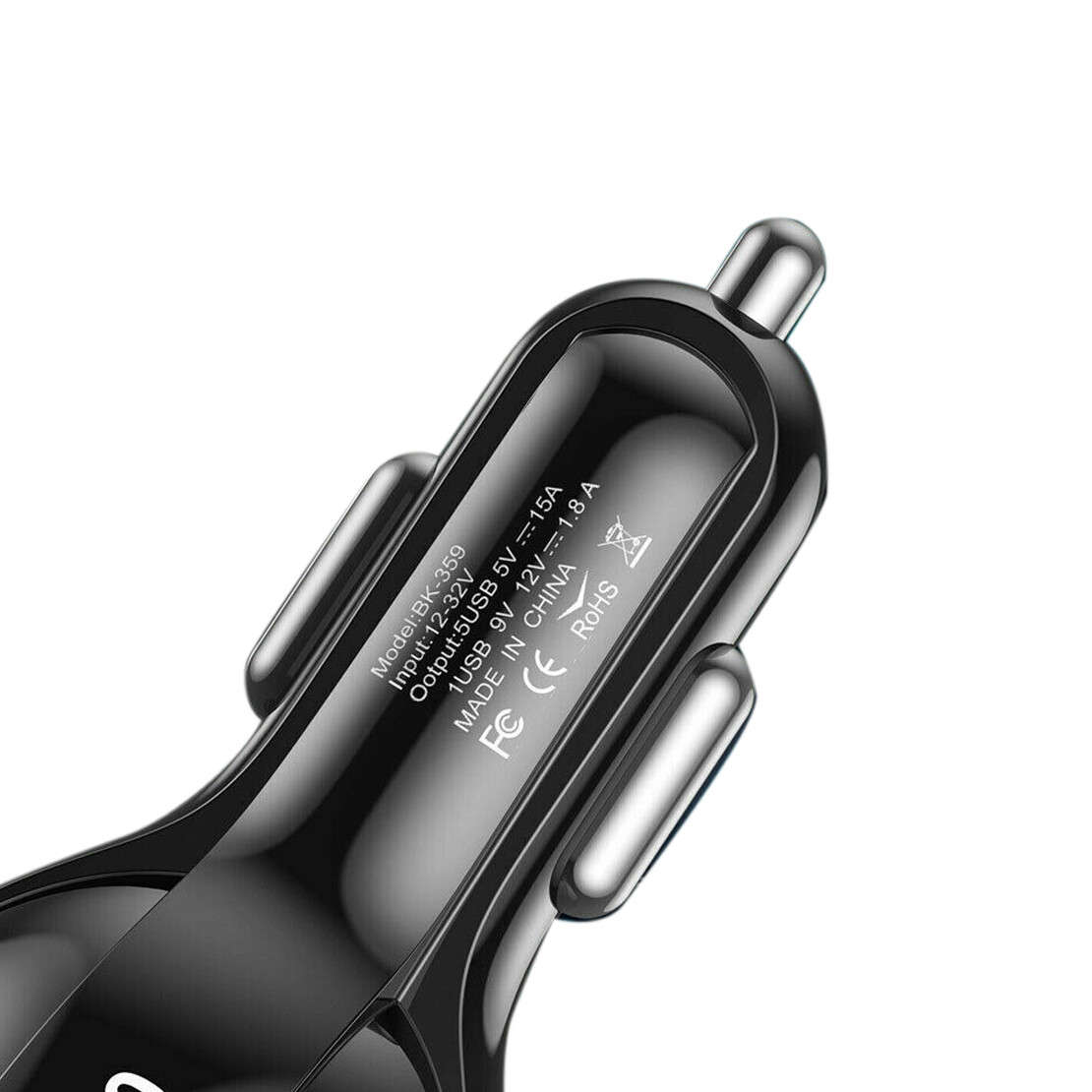 1x Universal 5 Port USB Phone Car Charger Adapter QC 3.0 Fast Charging Black