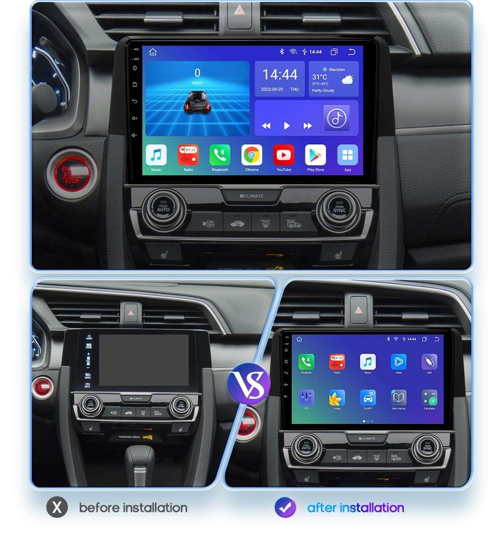 8-Core Android 13 Car Stereo Radio 9" for Honda Civic 2016-2021 CarPlay GPS DSP