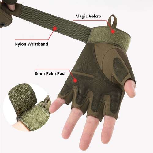 # 1 - Half Finger Glove With hardend Knuckle Unisex GREEN / LARGE