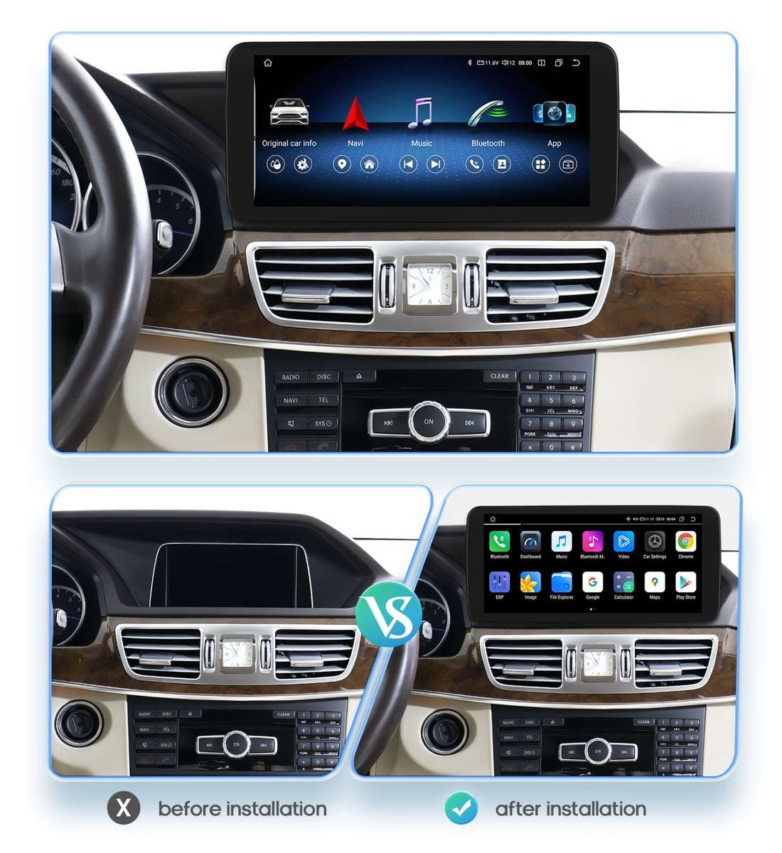Android Car GPS Radio Stereo DSP Carplay For Benz E Class E200 E300 W212 6G+64GB