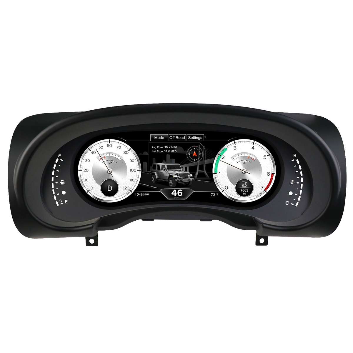 12.3" For Jeep Wrangler 2007-2010 Car LCD Digital Cluster Dashboard Speedometer