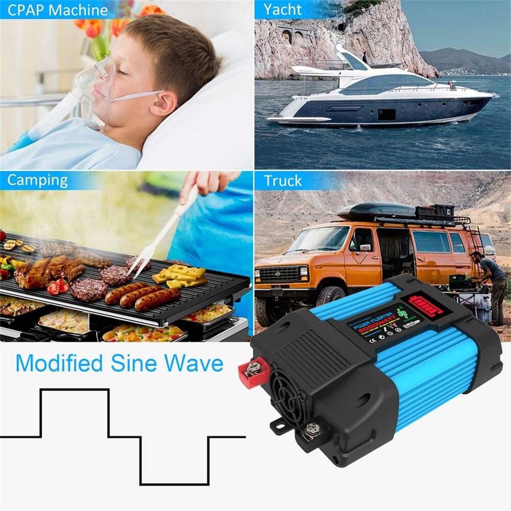 4000W Car Power Inverter DC12V To AC220V Pure Sine/Wave 2USB LCD Display