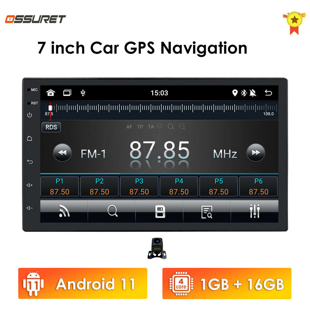 7"Backup Camera+GPS Double Din Car Stereo Radio No DVD Player Bluetooth with Map