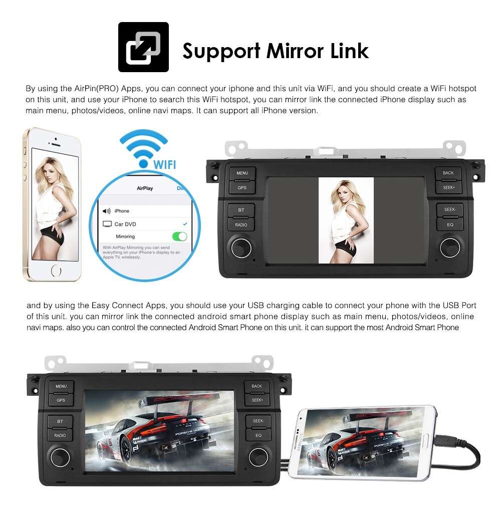 7'' Android 13 Apple Carplay Radio Car Stereo RDS Fit BMW E46/318i/320i/