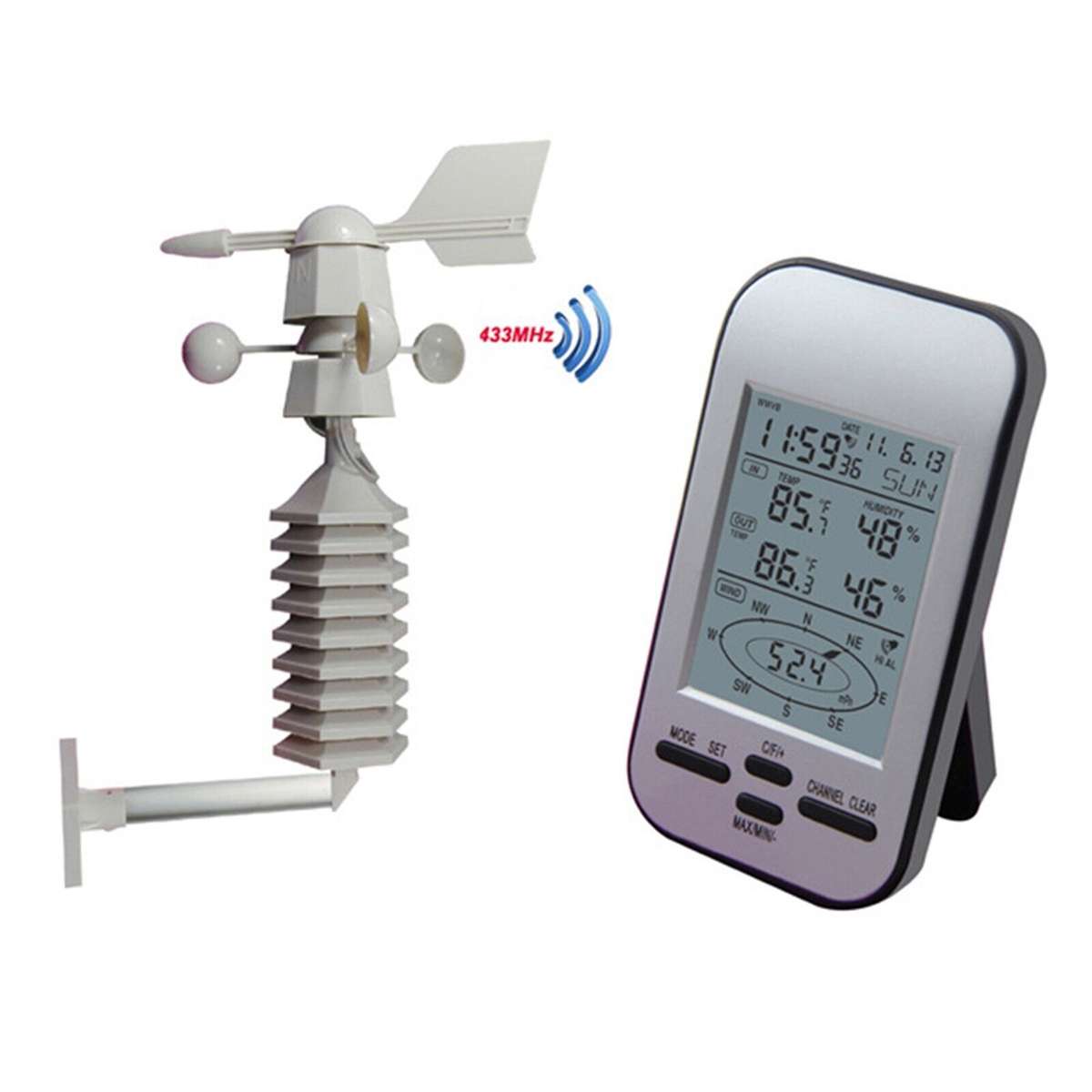 Digital Wireless Weather Meter Small Weather Station 433MHz Wireless Anemometer