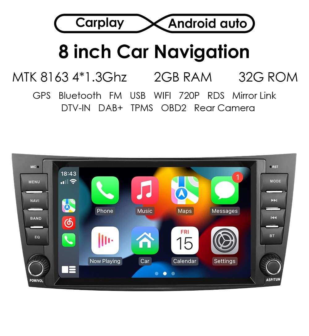 For Mercedes Benz E-W211 E320 E500 E350 CLS-W219 Android 13 CarPlay Radio Stereo