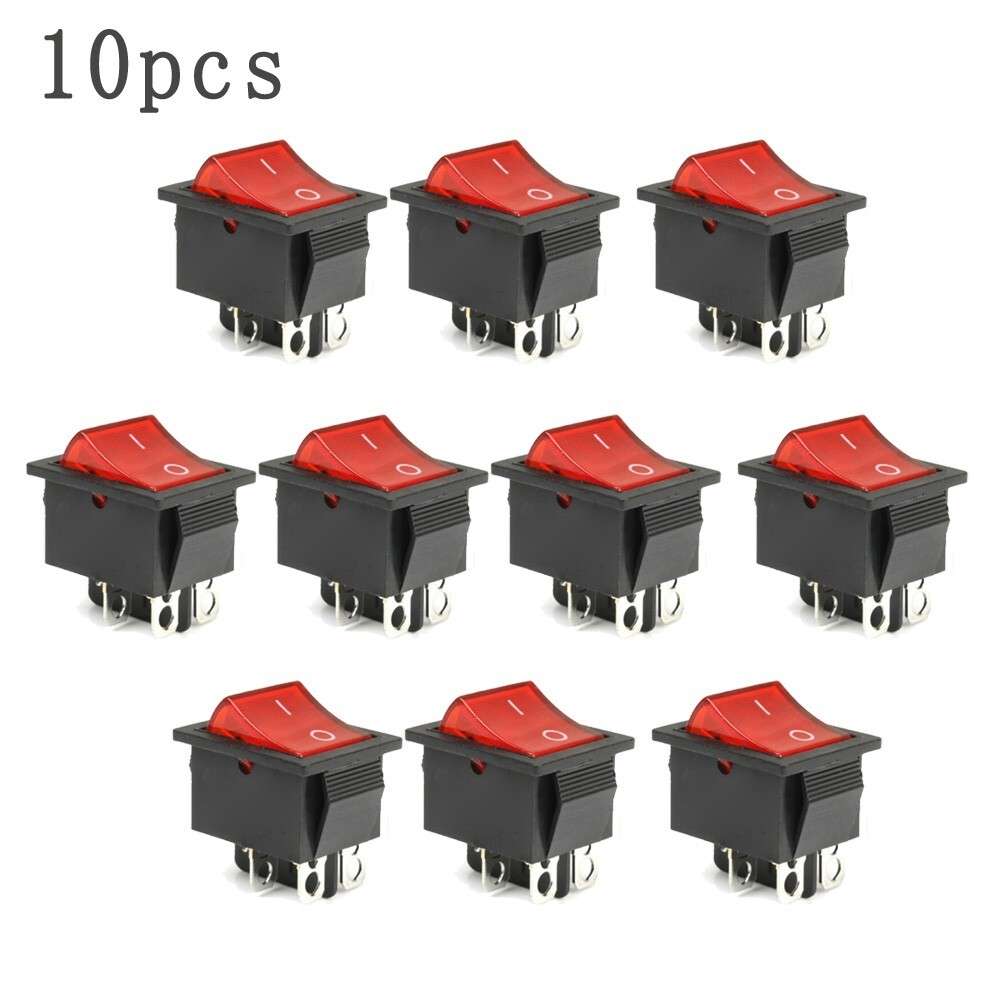 10*Red Light 4-Pin DPST ON-OFF Rocker Switch KCD4 15A 250V 20A 125V AC-Parts Kit