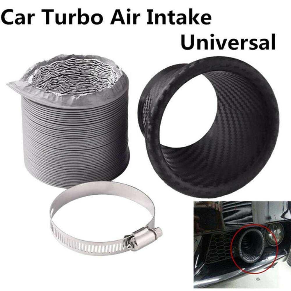 Car Front Bumper for TURBO Air Intake Pipe Turbine Funnel Kit Carbon Fiber