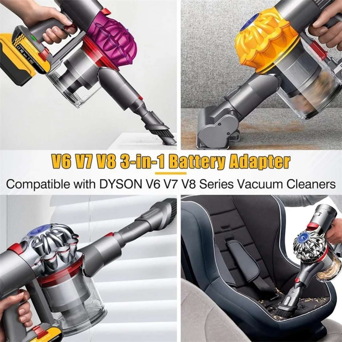 Battery Adapter for Dewalt 20V Convert to for Dyson V6 V7 V8 Vacuum Cleaner Tool