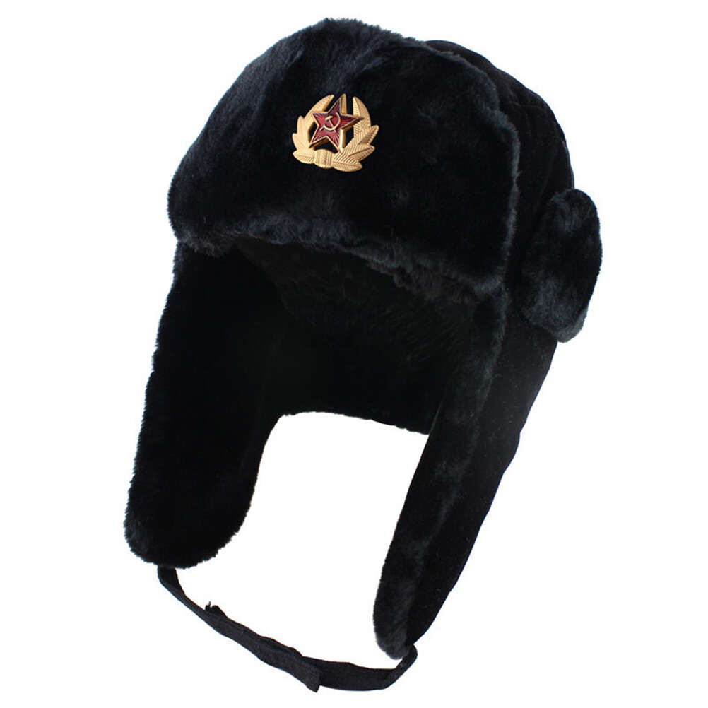 Pilot Hat Warm Ushanka Badge Hat Classic With Earflaps For Home