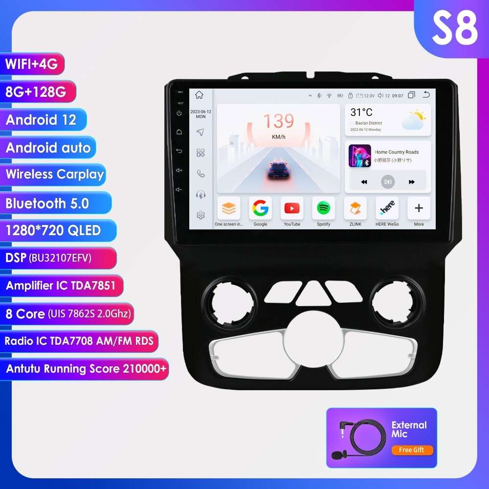 8+128G Android 8Core GPS Navi Radio CarPlay for Dodge Ram 1500 2500 3500 2013-18