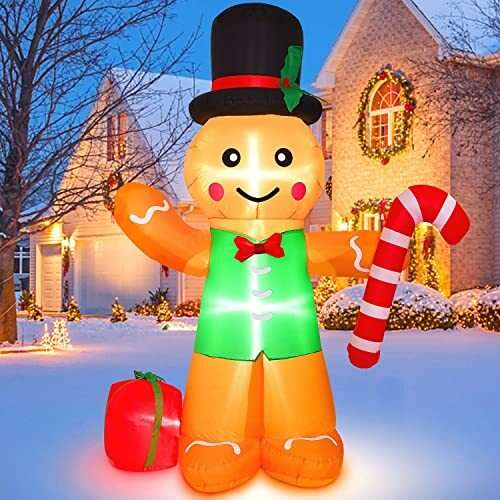 8Ft Christmas Gingerbread Man Decorations Outdoor 8Ft Christmas Inflatables