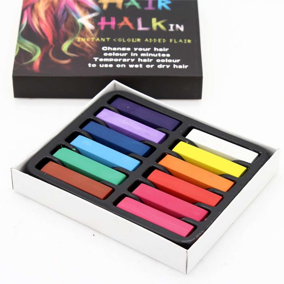 Dye Chalk 12 Colors Non-toxic Temporary Salon Kit Chalk Pastel Hair Style