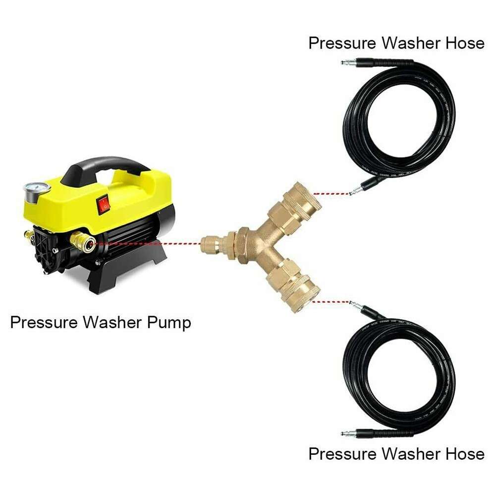 3/8 Fitting Pressure Washer Tee Splitter Coupler 5000PSI Brass 4.0 GPM
