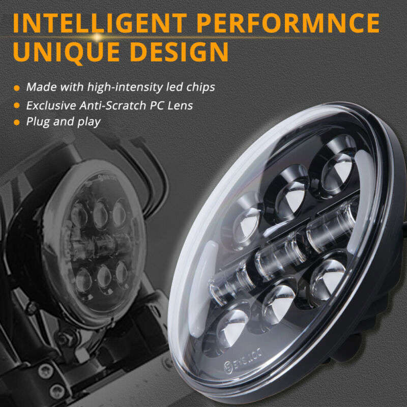 for Harley Sportster XL 883 1200 Dyna Black 5-3/4" 5.75 LED Headlight High Low