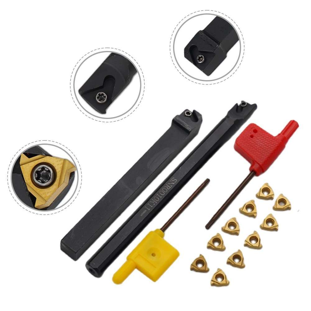 Lathe Threading Tool External Internal Holder W/ Inserts Wrench Set 11ER-AG60