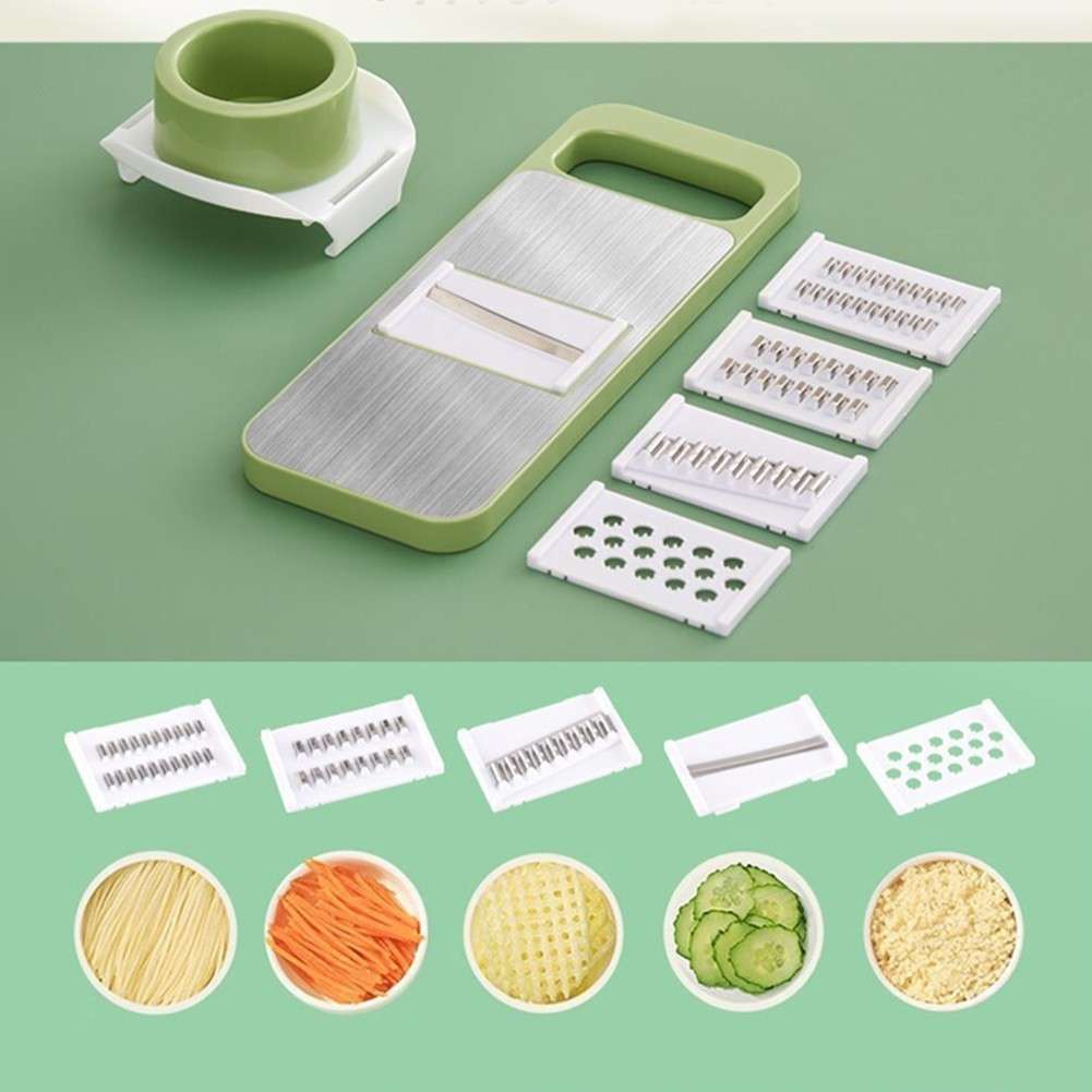 5 In 1 Vegetable Cutter Manual Kitchen Vegetable Slicer Graters Stainless Steel