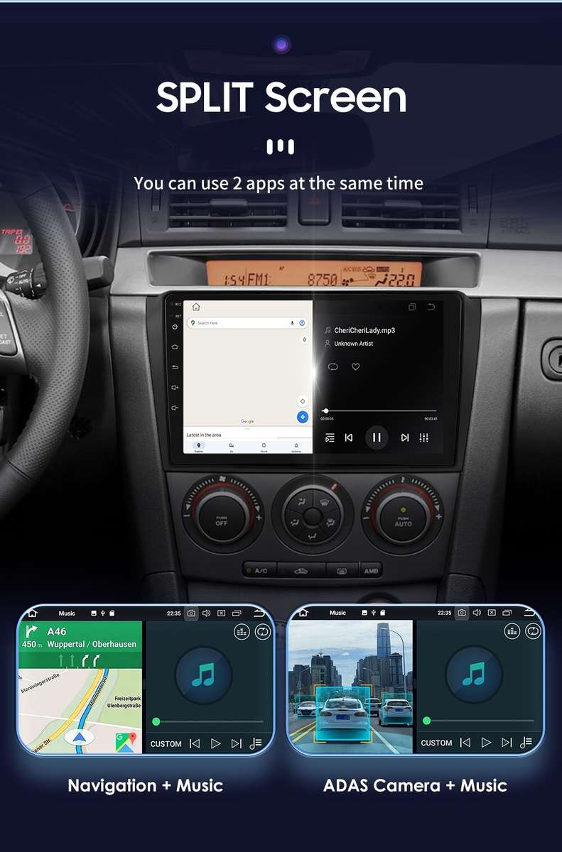For Mazda 3 2004-2009 Car Stereo GPS Radio 8Core Android 12 CarPlay PIP BT 4+64G