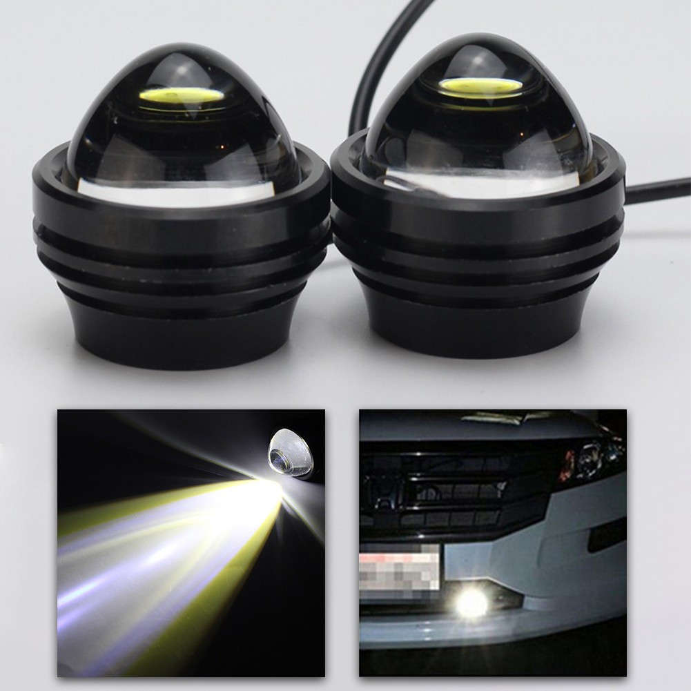 2x White 12V-24V High Power Bull Eye LED Projector Car Daytime Fog Light Alloy