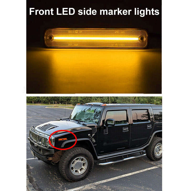 2pcs Smoked LED Front Side Marker Light fit for Hummer H2 2003-2009
