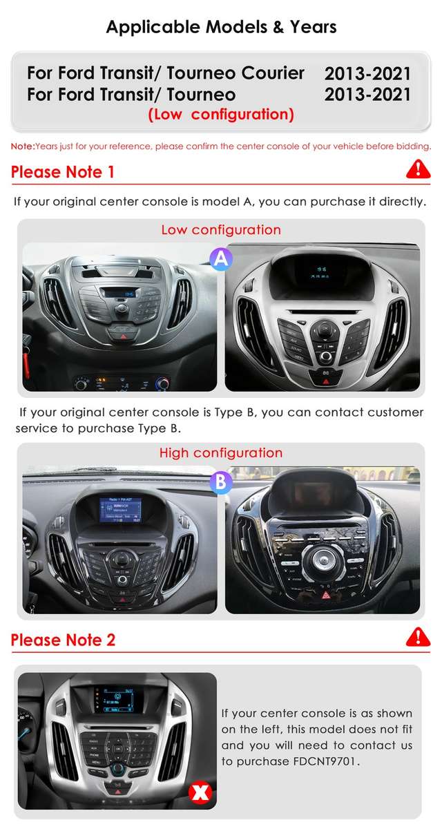 For Ford Transit Tourneo 2013-21 Apple Carplay 9"Android 14 Car Stereo Radio GPS