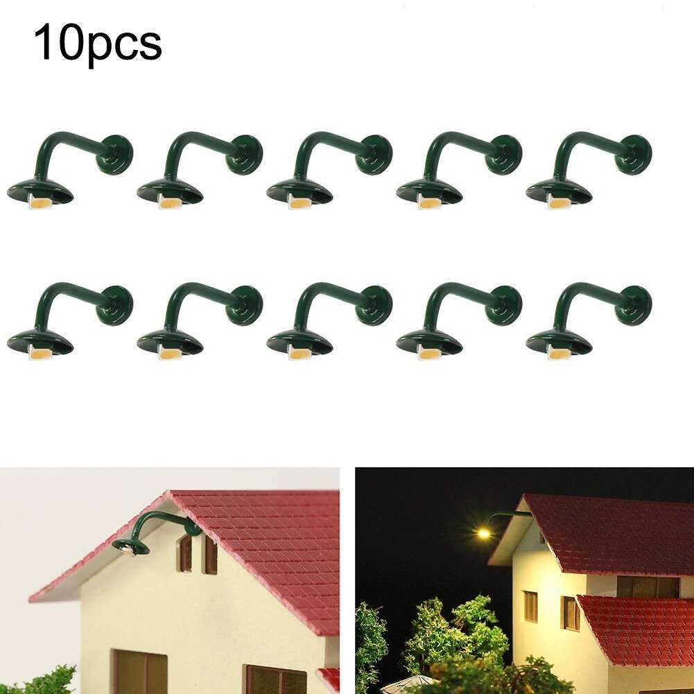 10x HO Scale 1:87 Street Bracket Lights Model Wall Lamp Posts LED-Building-K