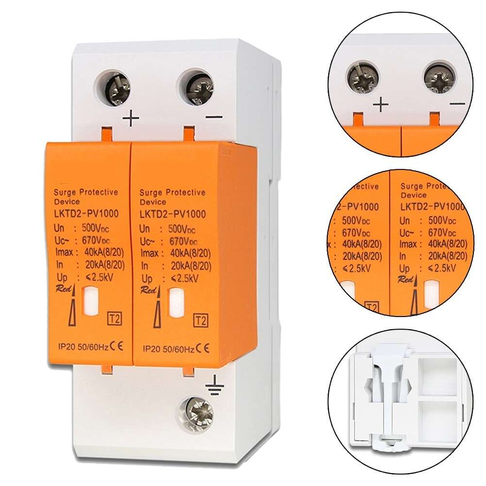 Effective Surge Protector For Solar Panels 2P DC500V 40KA DIN Rail Installation