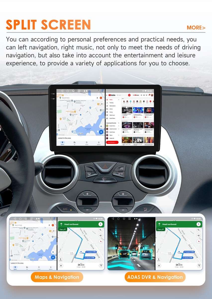 8-Core For Ford Ka 2008-2014 Android14 Car Stereo GPS Navi Radio DSP CarPlay SWC