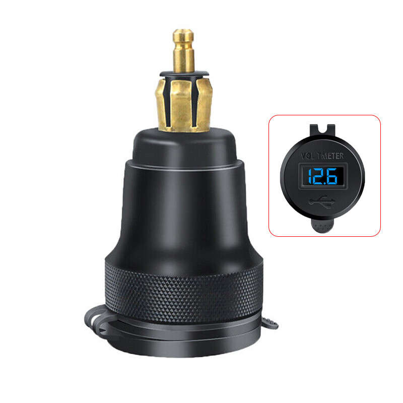 USB Charger Hella DIN Plug Socket Adapter & Voltmeter Fit for BMW Motorcycle 1pc