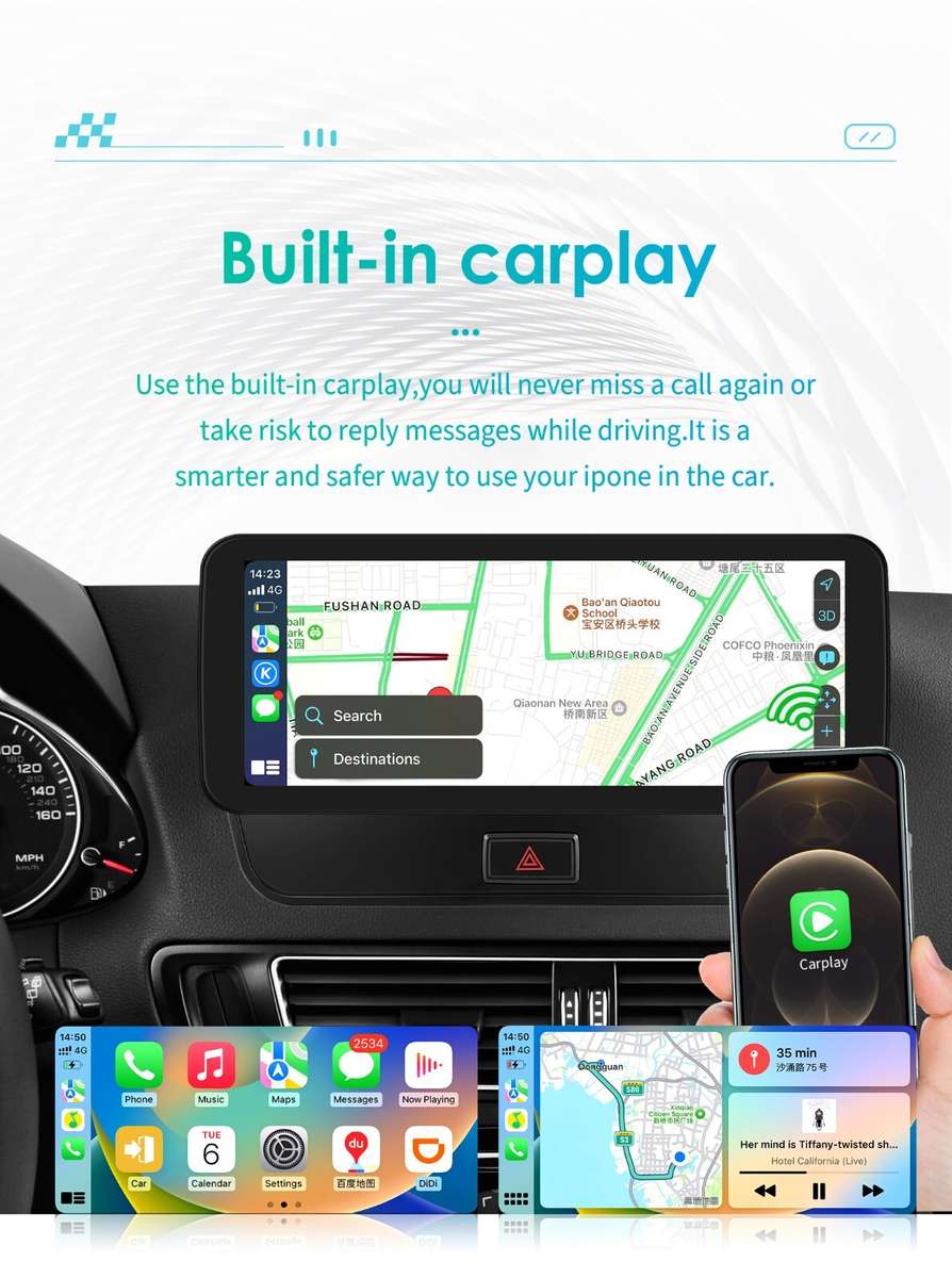 Carplay Radio Stereo 8Core 10.25''Android 13 GPS Navi For Audi Q5 2009-2016 High