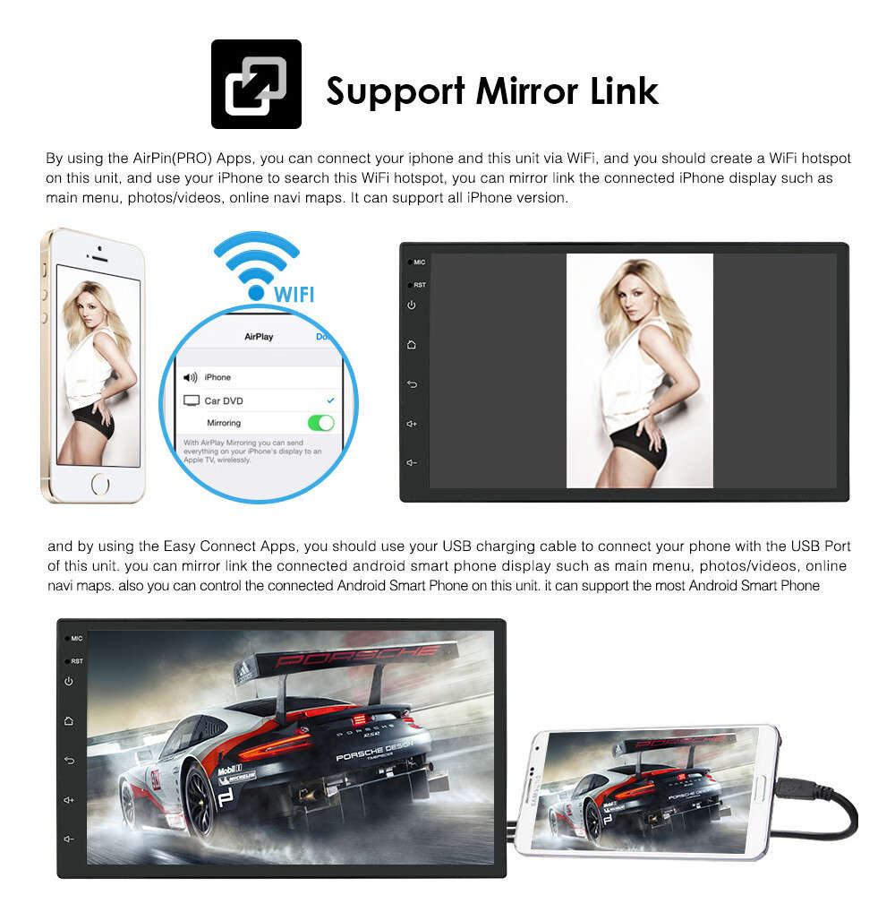 7 Inch Android 11 Double 2DIN Car Radio Stereo CarPlay GPS 2+32GB BT WiFi+Camera