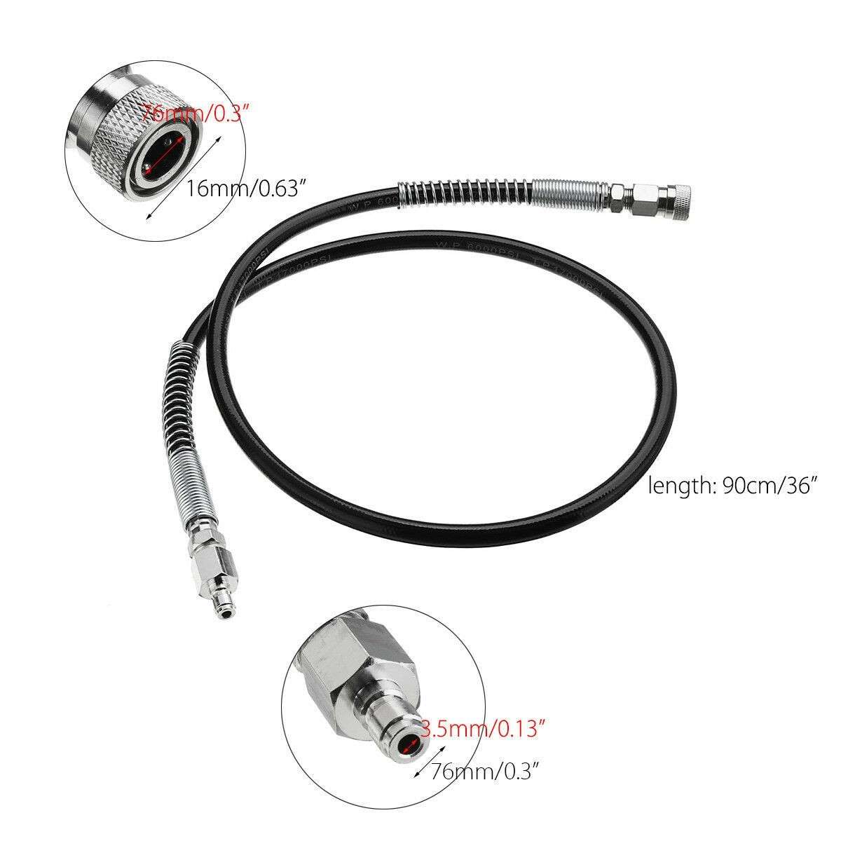 36'' Braided Hose With Quick Release For 4500 PSI For HPA SCUBA PCP Tank Fill