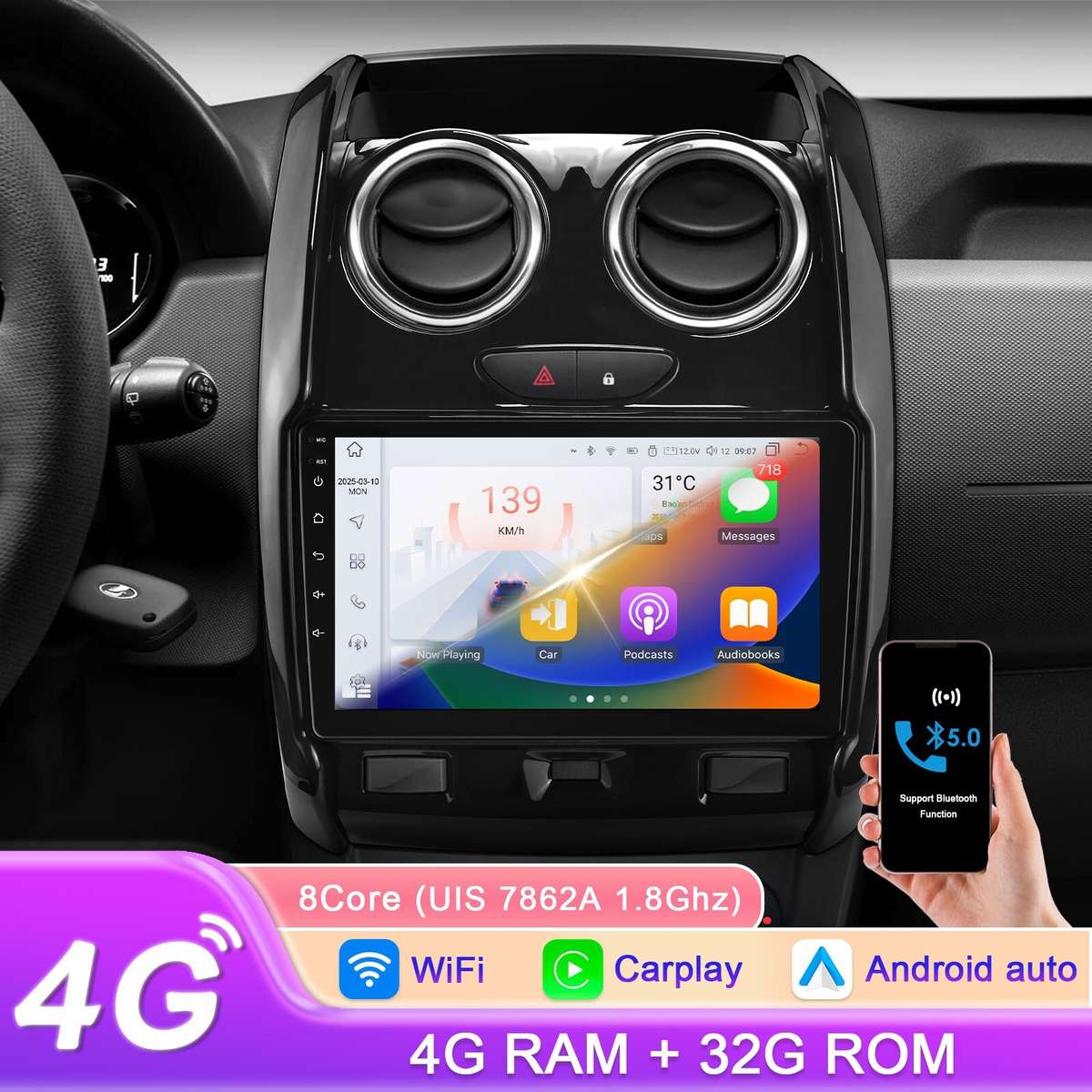 8Core For Renault Duster 2015-2020 9"Android 14 Car Stereo Radio DSP GPS CarPlay