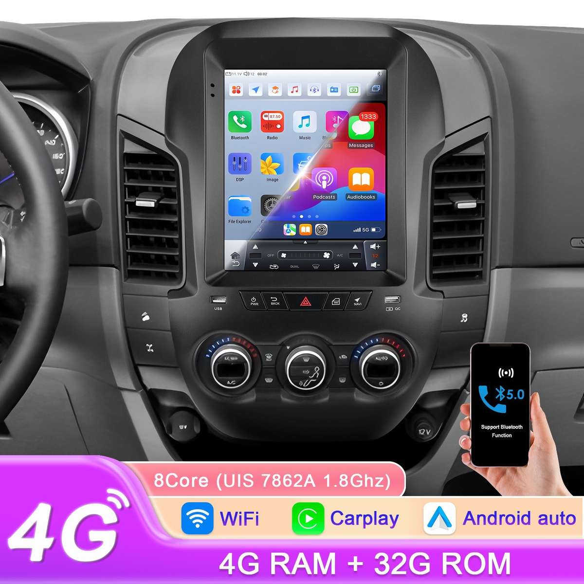 8Core For Ford Ranger 2011-2015 9.7" Screen Android Car Radio GPS WIFI DSP 4+32G
