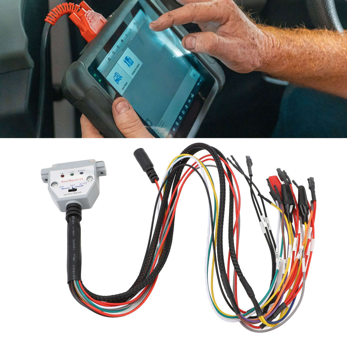 3 LED Lights Boot Bench Cable DB25 With Switch ECU Bench Pinout Cable For SM CHW