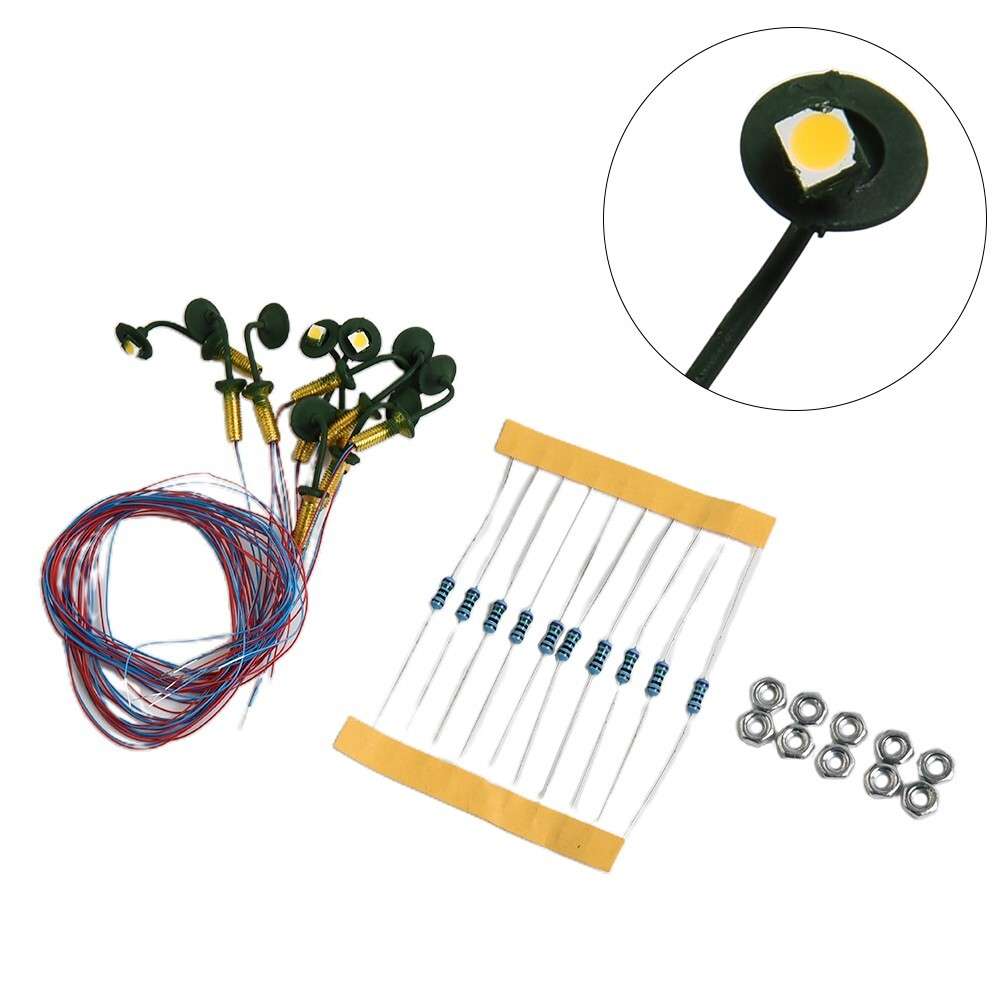 10 X OO / HO Scale Street Bracket Light Model Wall Lamp Posts LED Building