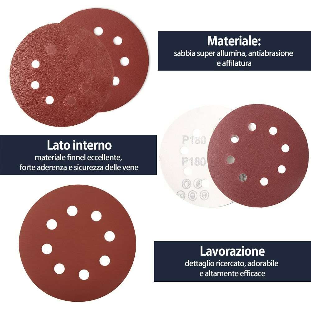 100pcs 5in 125mm Sandpaper Sanding Discs Hook Loop Sanding Paper Buffing Sheet