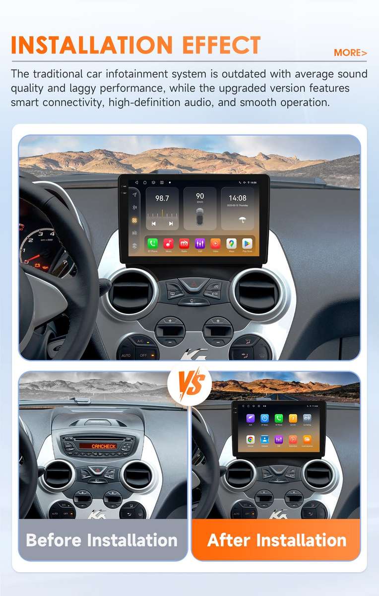 8-Core For Ford Ka 2008-2014 Android14 Car Stereo GPS Navi Radio DSP CarPlay SWC