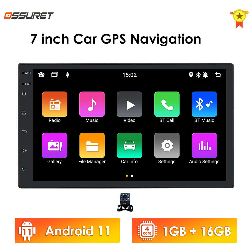 7"Backup Camera+GPS Double Din Car Stereo Radio No DVD Player Bluetooth with Map