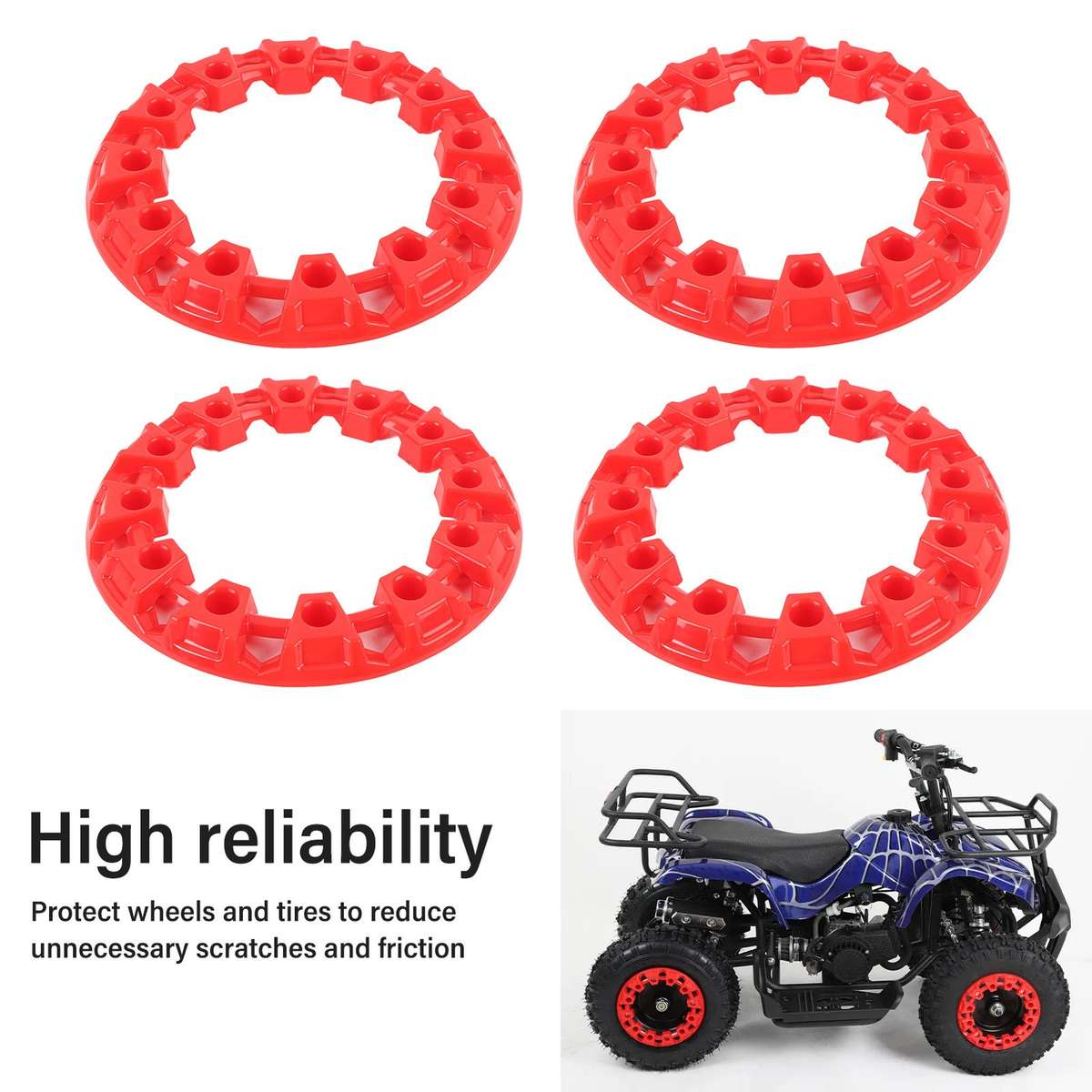 4Pcs 6 Inch ATV Wheel Trim Hub Protection Decor Plastic Tires Decorative Rim