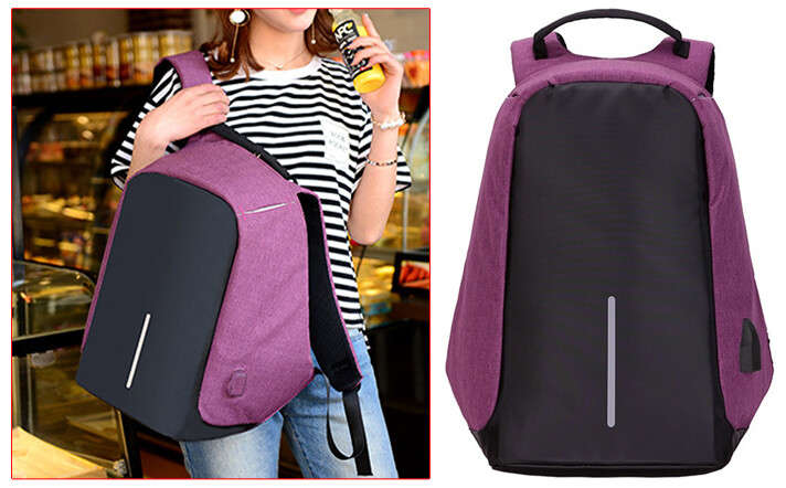 Unisex Anti-Theft Backpack USB Charging Port Laptop Travel Bag Rucksack School