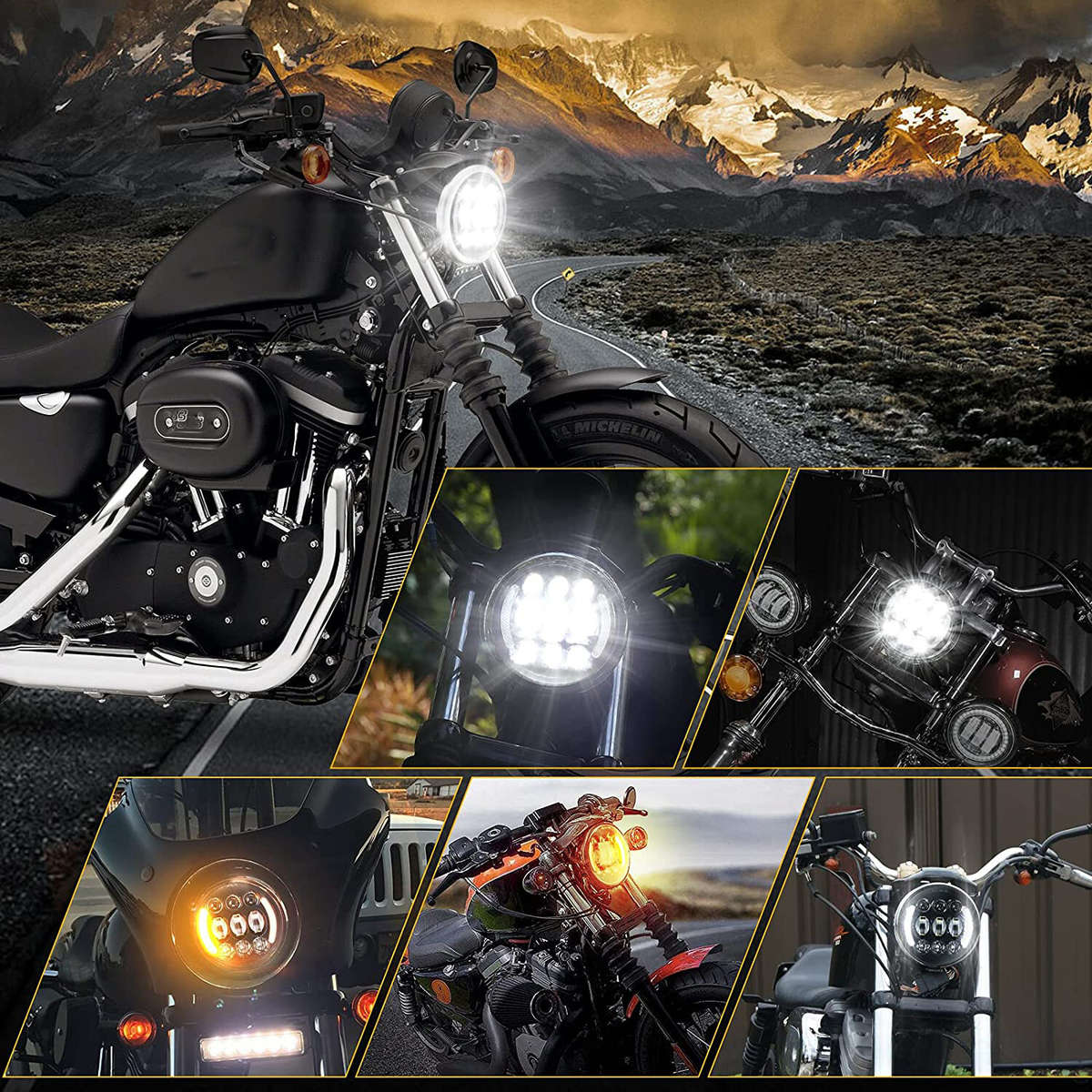 For Yamaha Virago 250 750 535 1100 Vmax 1200 5.75" LED Headlight Projector Hi/Lo