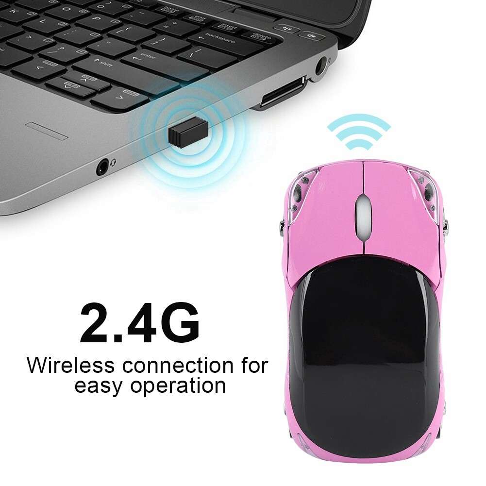 2.4GHz Car Mini Portable Wireless Optical Mouse USB Receiver 1600DPI for Laptop