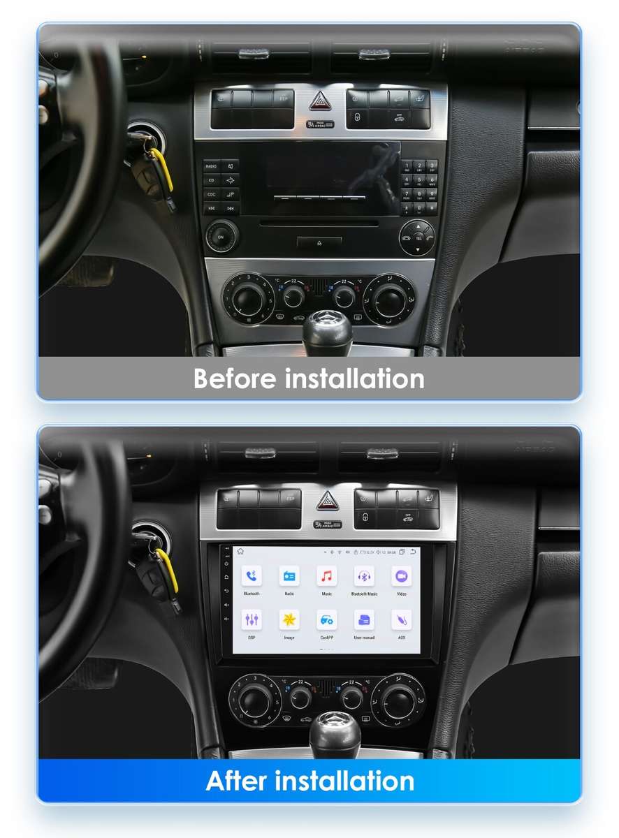 9"For Mercedes-Benz C-Class W203 C230 8Core Android 13 Car GPS Radio CarPlay DSP