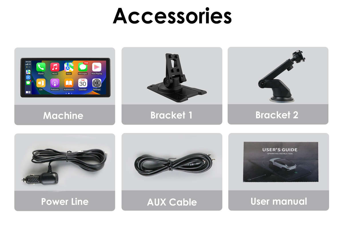 Wireless Apple Carplay Android Auto Portable 10.26" Car Stereo GPS Navi Radio FM